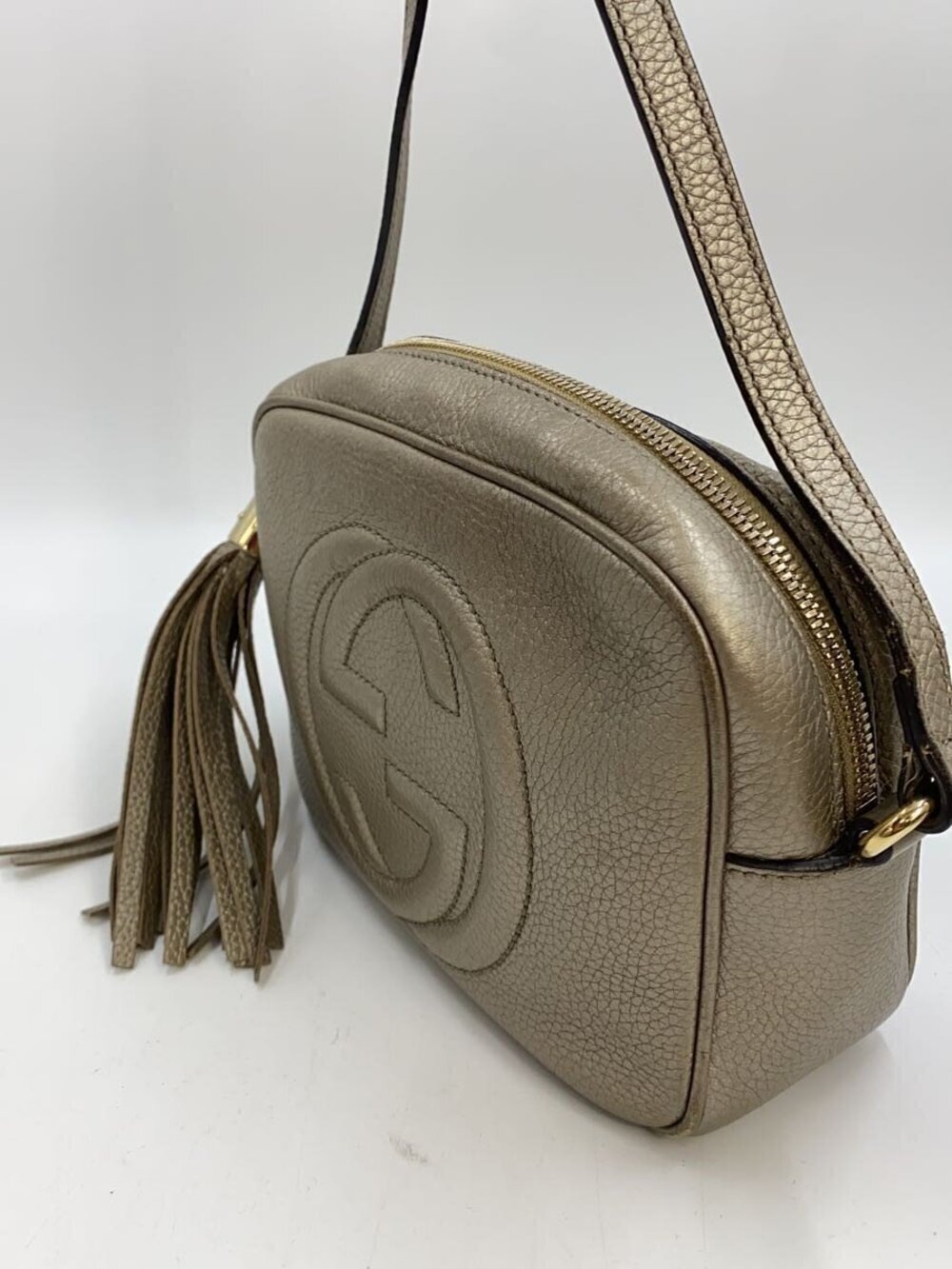 Gucci Disco Bag Leather Silver Metallic Soho Silver